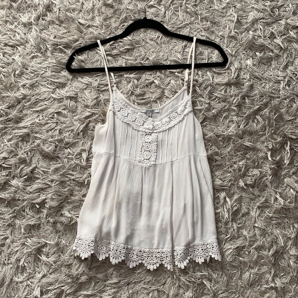 White Flowy Tank Top
